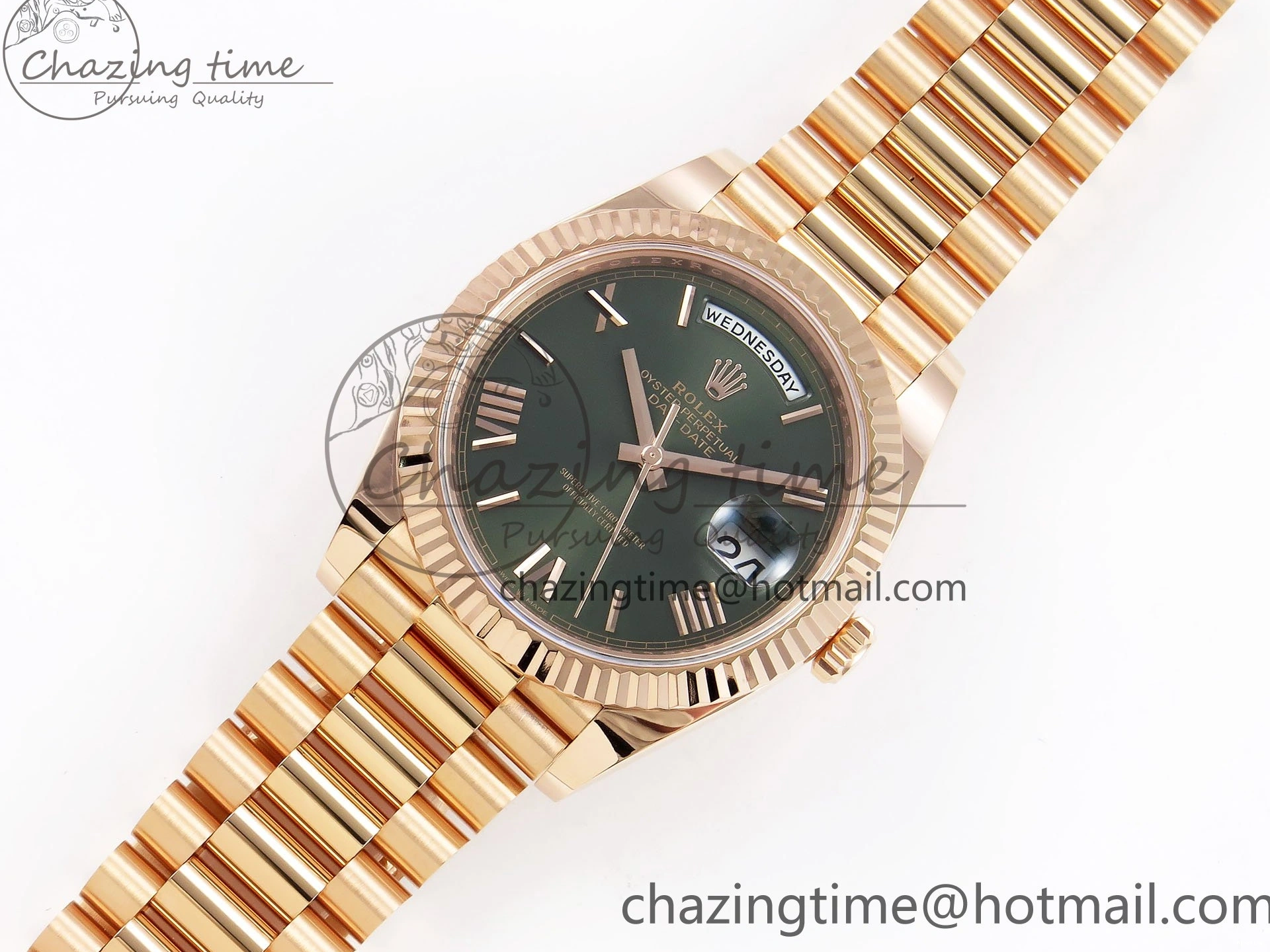 MiroTime 1228 Day Date 40 RG 228235 ARF 1:1 Best Edition Green Roman Dial on President Bracelet VR WrinkleFree 1509